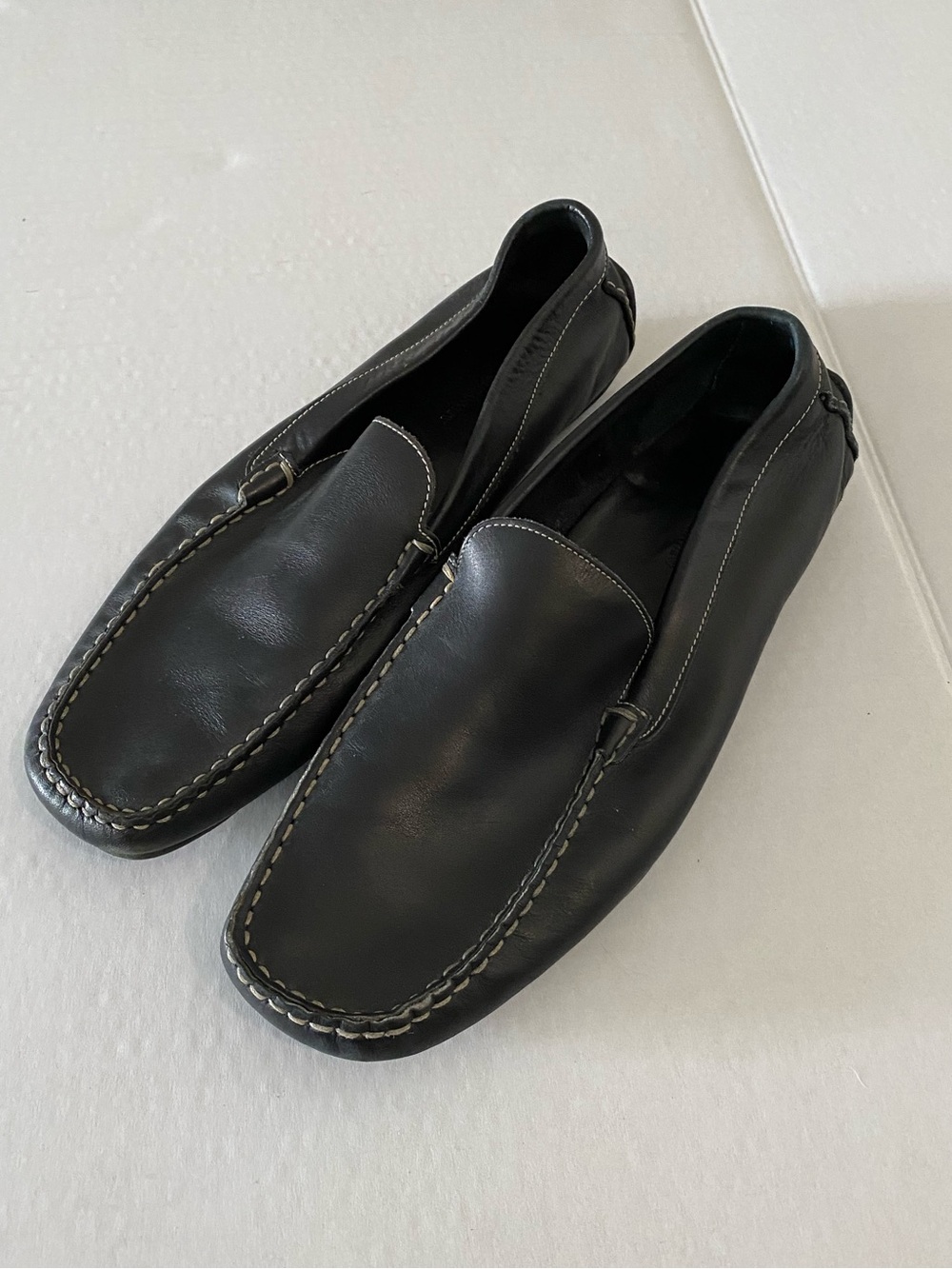 Metropolitan View Men's Black Leather Slip-On Loafers Size 13